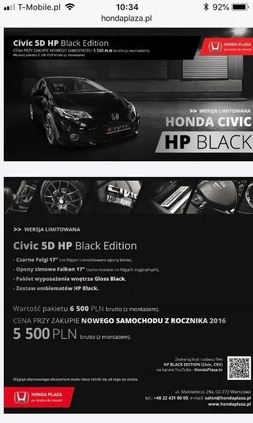 Honda Civic cena 65000 przebieg: 154861, rok produkcji 2016 z Bydgoszcz małe 191